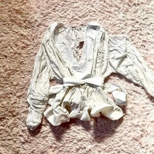 Missguided Cheesecloth Plunge Flippy Hem Blouse Womens 8 Avante Gard Angel Core